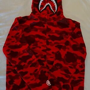 Bape Red Camo Zip Up Sweater